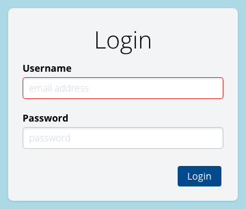 The login form, with username and password fields and a Login button