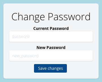 The Change Password form with current password and new password fields